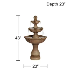 John Timberland Arosco Rustic 3 Tier Basin Outdoor Floor Water Fountain With LED Light 43" For Yard Garden Patio Home Deck Porch Exterior Balcony Roof -John Timberland GUEST eb62d1b5 5e49 4cba 9767 4d51a6aedd94
