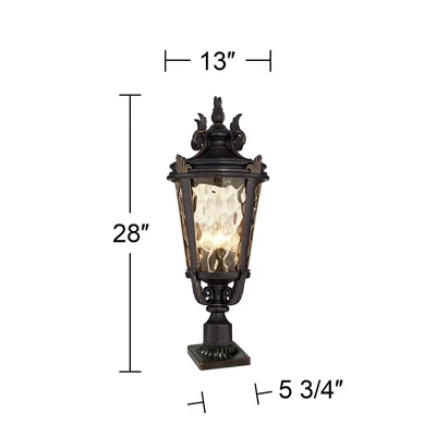 John Timberland Casa Marseille Vintage Outdoor Post Light Veranda Bronze With Pier Adaptor 28" Champagne Glass For Exterior Barn Deck House Porch Yard 7 John Timberland Casa Marseille Vintage Outdoor Post Light Veranda Bronze With Pier Adaptor 28" Champagne Glass For Exterior Barn Deck House Porch Yard - Image 5