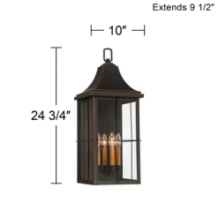 John Timberland Sunderland Rustic Mission Outdoor Wall Light Fixture Black Gold 24 3/4" Clear Glass For Post Exterior Barn Deck House Porch Yard Patio -John Timberland GUEST ebe262c2 a4cc 46ff a8d2 14bbfde58e8a