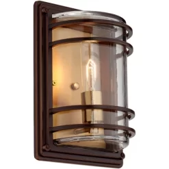 John Timberland Habitat Modern Outdoor Wall Light Fixtures Set Of 2 Bronze Brass 11" Clear Glass For Post Exterior Barn Deck House Porch Yard Patio -John Timberland GUEST ed709cc8 d5a5 4b6f 8a98 2129325dce43