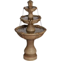 John Timberland Arosco Rustic 3 Tier Basin Outdoor Floor Water Fountain With LED Light 43" For Yard Garden Patio Home Deck Porch Exterior Balcony Roof -John Timberland GUEST edca9bcd d59e 4279 aa99 6ac9a0b516b3
