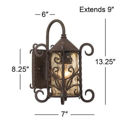 John Timberland Casa Seville Vintage Rustic Outdoor Wall Light Fixture Dark Walnut Scroll 13 1/4" Champagne Hammered Glass For Post Exterior Barn Deck 7 John Timberland Casa Seville Vintage Rustic Outdoor Wall Light Fixture Dark Walnut Scroll 13 1/4" Champagne Hammered Glass For Post Exterior Barn Deck - Image 5