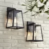 John Timberland Arrington Industrial Outdoor Wall Light Sconces Set Of 2 Mystic Black Hardwire 8" Fixture Clear Glass For Bedroom Bathroom Vanity Home -John Timberland GUEST ef732e6b 827d 49bf 9e81 edc5d5148674