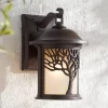 John Timberland Mission Outdoor Wall Light Fixture Bronze Tree Motif 12 1/4" Amber Glass Lantern For Exterior House Porch Patio -John Timberland GUEST ef904f7b 94a9 43f5 bf0a ec982ed6b2c7