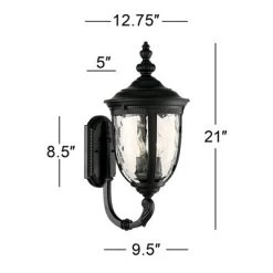 John Timberland Bellagio Vintage Rustic Outdoor Wall Light Fixture Textured Black Upbridge 21" Clear Hammered Glass For Post Exterior Barn Deck House -John Timberland GUEST f000e48b b687 40b6 8951 03ded90416ad