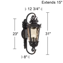 John Timberland Casa Marseille Vintage Rustic Outdoor Wall Light Fixture Veranda Bronze Ornate Scroll 31" Champagne Hammered Glass For Post Exterior -John Timberland GUEST f001346d f955 42c7 88cd cb716d0326f5