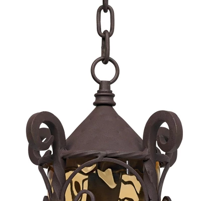 John Timberland Casa Seville Vintage Rustic Outdoor Hanging Light Dark Walnut Scroll 15" Champagne Water Glass For Post Exterior Barn Deck House Porch 4 John Timberland Casa Seville Vintage Rustic Outdoor Hanging Light Dark Walnut Scroll 15" Champagne Water Glass For Post Exterior Barn Deck House Porch - Image 2