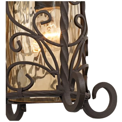 John Timberland Casa Seville Vintage Rustic Outdoor Wall Light Fixture Dark Walnut Scroll 13 1/4" Champagne Hammered Glass For Post Exterior Barn Deck 6 John Timberland Casa Seville Vintage Rustic Outdoor Wall Light Fixture Dark Walnut Scroll 13 1/4" Champagne Hammered Glass For Post Exterior Barn Deck - Image 4