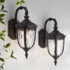 John Timberland Bellagio Vintage Outdoor Wall Light Fixtures Set Of 2 Texturized Black Downbridge 16 1/2" Clear Hammered Glass For Post Exterior Barn