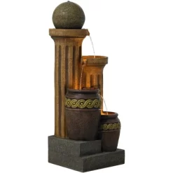 John Timberland Sphere Jugs And Column Rustic Cascading Outdoor Floor Water Fountain With LED Light 50" For Yard Garden Patio Home Deck Porch House -John Timberland GUEST f3f1b4c6 8ae0 427c 8fac 1a5faa38c3ba