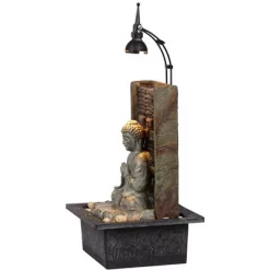 John Timberland Namaste Buddha Zen Waterfall Indoor Tabletop Water Fountain With LED Light 11 1/2" For Table Office Desk Home Bedroom Meditation -John Timberland GUEST f608a2d6 7f76 4187 a31d d8e41ef7438e