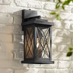 John Timberland Woodland Park Outdoor Wall Light Fixture Black Dusk To Dawn 15" Clear Glass For Post Exterior Barn Deck House Porch Yard Patio Home -John Timberland GUEST f643db3a ea84 4ef3 bf07 0e72fa7bdc8b