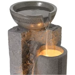 John Timberland Bowl And Pillar Modern Zen Cascading Outdoor Floor Water Fountain With LED Light 34 1/2" For Yard Garden Patio Home Deck Porch House 11 John Timberland Bowl And Pillar Modern Zen Cascading Outdoor Floor Water Fountain With LED Light 34 1/2" For Yard Garden Patio Home Deck Porch House -John Timberland GUEST f67db059 e216 4539 94ae e88067330663
