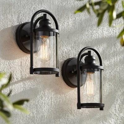 John Timberland Rustic Farmhouse Outdoor Wall Light Fixtures Set Of 2 Black 10 1/4" Clear Glass For Exterior Barn Deck House Porch Yard Patio Outside 3 John Timberland Rustic Farmhouse Outdoor Wall Light Fixtures Set Of 2 Black 10 1/4" Clear Glass For Exterior Barn Deck House Porch Yard Patio Outside