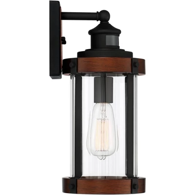 John Timberland Stan Industrial Outdoor Wall Light Fixture Dark Faux Wood Black Motion Sensor 15 1/2" Clear Glass For Post Exterior Barn Deck House 7 John Timberland Stan Industrial Outdoor Wall Light Fixture Dark Faux Wood Black Motion Sensor 15 1/2" Clear Glass For Post Exterior Barn Deck House - Image 5