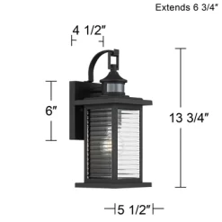 John Timberland Cameron Mission Outdoor Wall Light Fixture Textured Black Motion Sensor Dusk To Dawn 13 3/4" Clear Stripped Glass For Post Exterior -John Timberland GUEST f902bb2f aab2 4c0f 936b 579d4e5a0188
