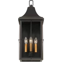John Timberland Sunderland Rustic Mission Outdoor Wall Light Fixture Black Gold 24 3/4" Clear Glass For Post Exterior Barn Deck House Porch Yard Patio -John Timberland GUEST f916a43a 4fcd 4171 9e5b 3b3b98493947