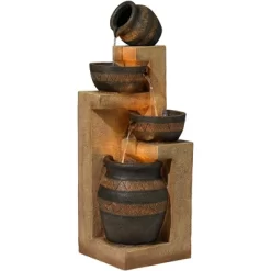 John Timberland Stoneware Bowl And Jar Rustic Cascading Outdoor Floor Water Fountain With LED Light 46" For Yard Garden Patio Home Deck Porch Exterior -John Timberland GUEST f9c33619 8767 44b9 bae9 ccf5a000c69e