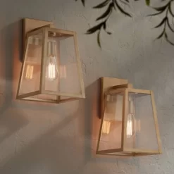 John Timberland Arrington Modern Outdoor Wall Light Fixtures Set Of 2 Soft Gold Metal 13" Clear Glass For Post Exterior Barn Deck House Porch Yard -John Timberland GUEST fba55118 4bbf 483b a6aa feee4e305da3