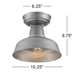 John Timberland Urban Barn Rustic Industrial Farmhouse Semi Flush Mount Outdoor Ceiling Light Galvanized Metal 8 3/4" For Post Exterior Barn Deck Yard -John Timberland GUEST fbac2212 0ad7 4185 8348 460586dc9de4