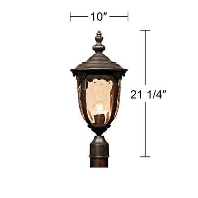 John Timberland Bellagio Rustic Outdoor Post Light Veranda Bronze 21" Hammered Glass For Exterior Barn Deck Post Light House Porch Yard Patio Home 6 John Timberland Bellagio Rustic Outdoor Post Light Veranda Bronze 21" Hammered Glass For Exterior Barn Deck Post Light House Porch Yard Patio Home - Image 4