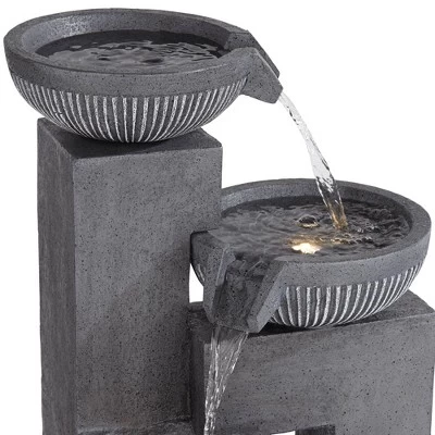 John Timberland Casava Modern 4-Bowl Cascading Outdoor Floor Water Fountain With LED Light 33" For Yard Garden Patio Home Deck Lawn Porch 5 John Timberland Casava Modern 4-Bowl Cascading Outdoor Floor Water Fountain With LED Light 33" For Yard Garden Patio Home Deck Lawn Porch - Image 3