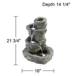 John Timberland Zen Outdoor Floor Water Fountain With Light LED 22" High 4 Tiered Cascading Rock For Yard Garden Patio Deck Home -John Timberland GUEST ff132a9e de54 4247 9d2a bb85e00ee140