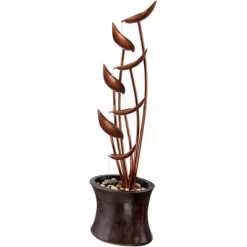 John Timberland Tiered Copper Leaves Modern Cascading Tiered Leaves Outdoor Floor Water Fountain 41" For Yard Garden Patio Deck Porch Balcony Roof -John Timberland GUEST ffdf2194 abbd 4f57 8c25 aad059dc0fd7
